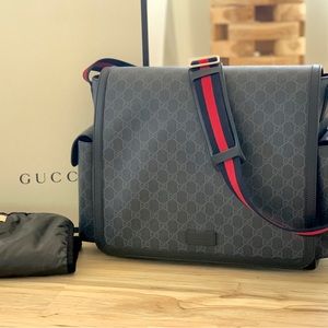 Black Gucci Baby Supreme Diaper Bag